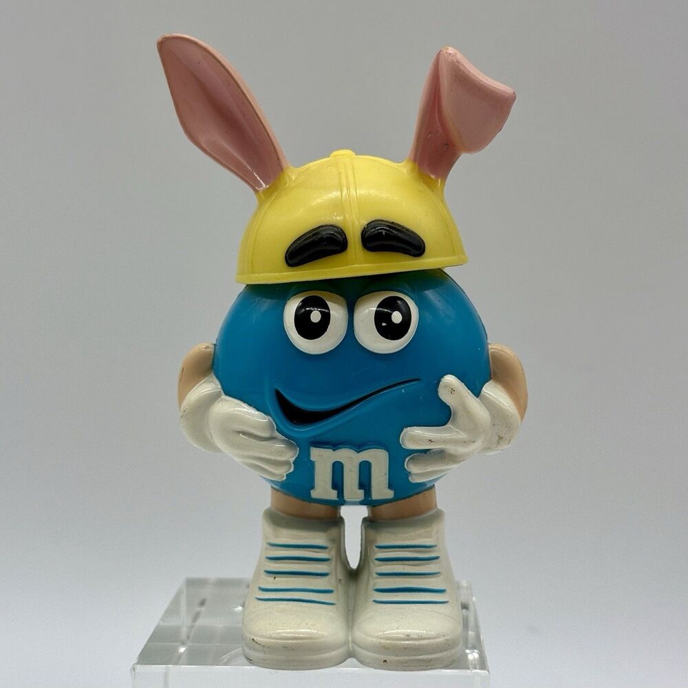 M&M's Mini‎ Character Easter Theme Blue With Yellow Bunny Ears Hat 3.5“